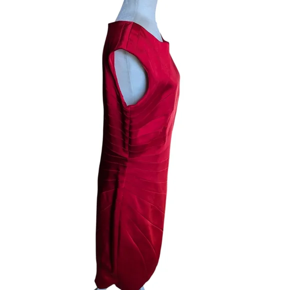 JAX Red Satin Cocktail Party Dress Draped Sheath Old Money Glam Sz 14 - Picture 5 of 12